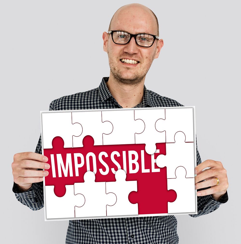Impossible word puzzle pieces graphic