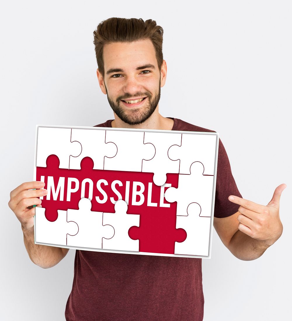 Impossible word puzzle pieces graphic