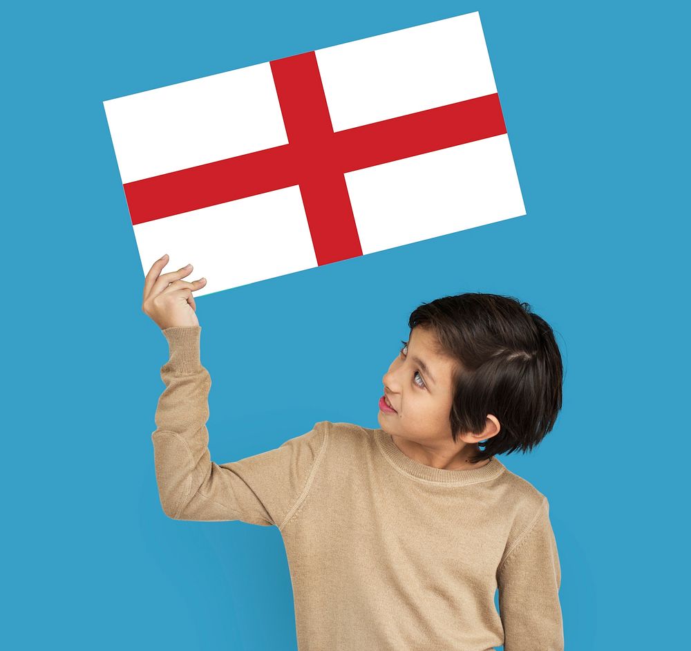 Boy Hands Hold England UK Flag Patriotism