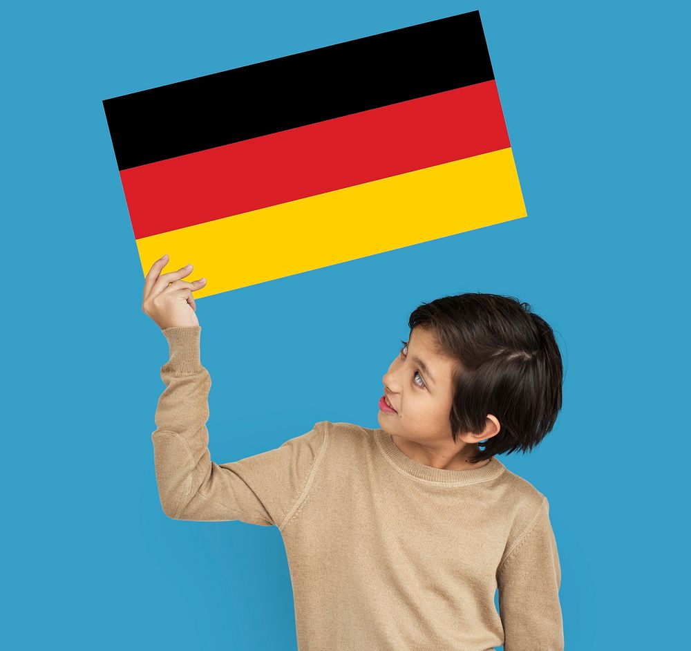 Boy Hands Hold Germany Deutschland Flag Patriotism