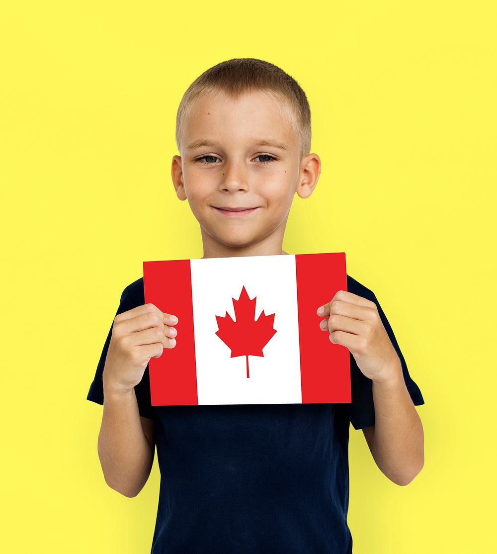 Boy Hands Hold Canada Flag Patriotism