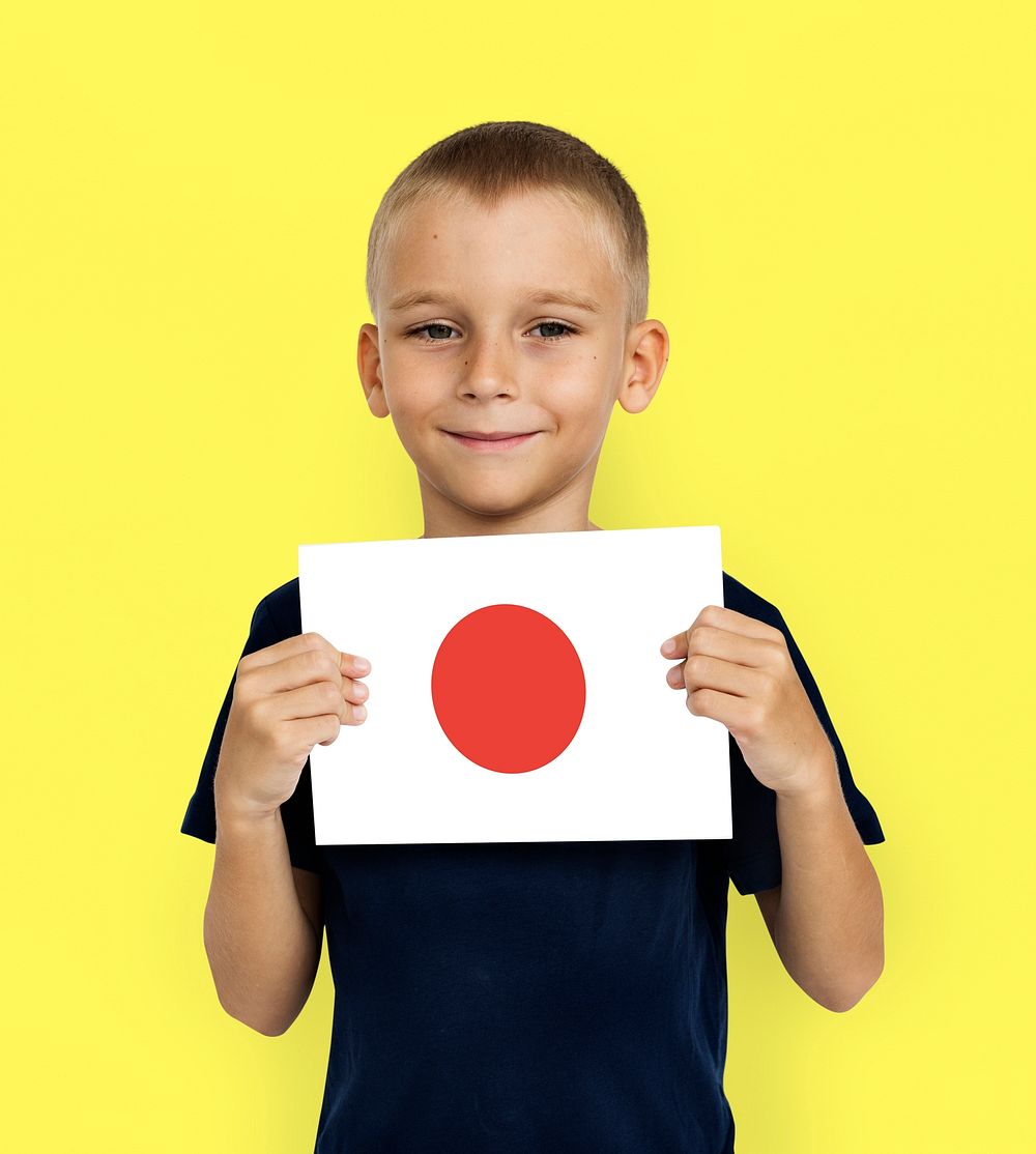 Boy Hands Hold Japan Japanese Flag Patriotism