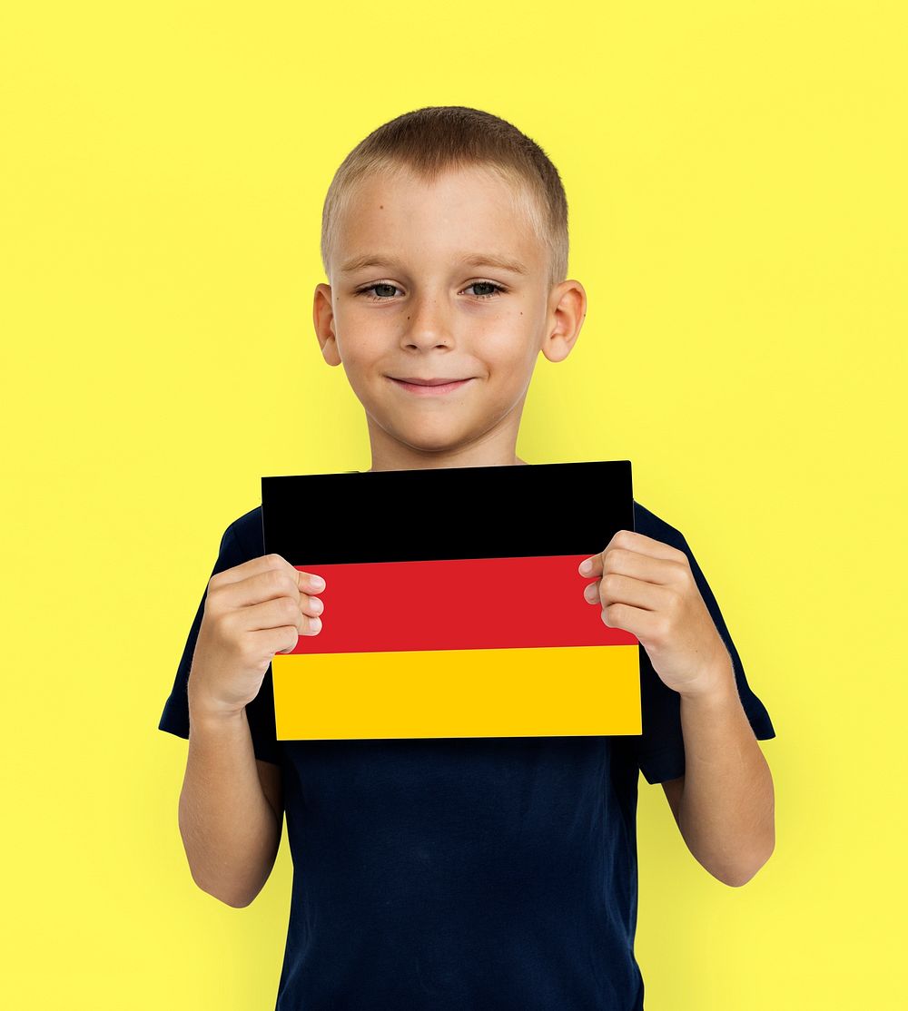 Boy Hands Hold Germany Deutschland Flag Patriotism