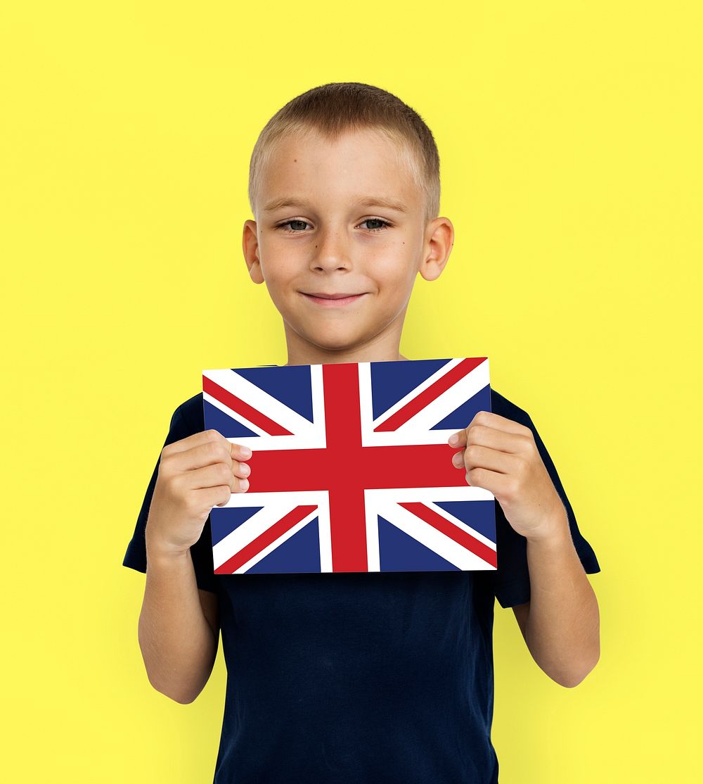 Boy Hands Hold England UK Flag Patriotism
