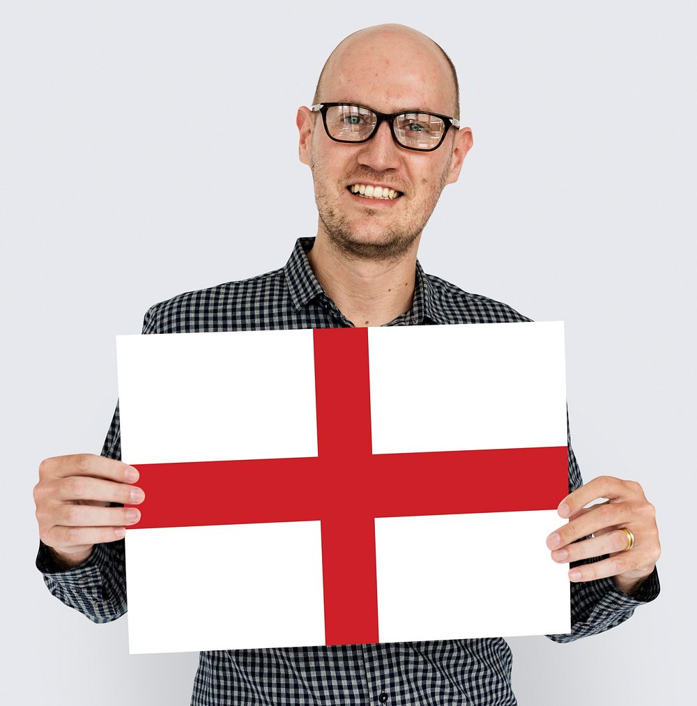 Man Hands Hold England UK Flag Patriotism
