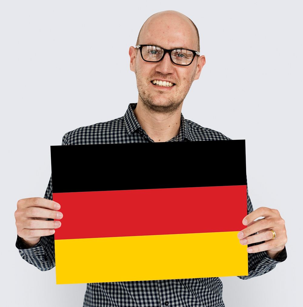 Man Hands Hold Germany Deutschland Flag Patriotism