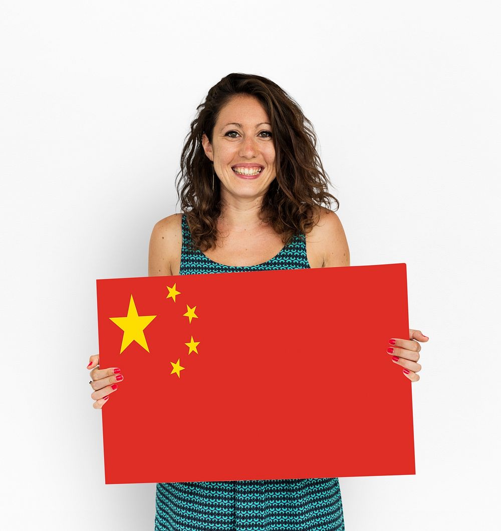 Woman Hands Hold China Flag Patriotism