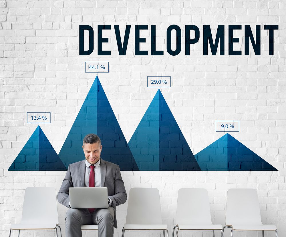 Startup business with development data summary chart