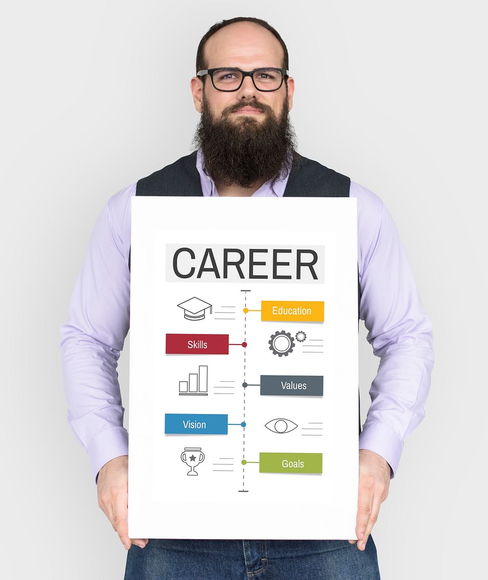 Man holding network graphic overlay banner