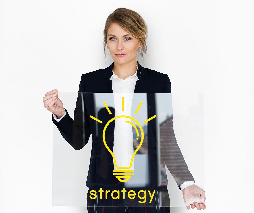 Strategy word light bulb icon graphic