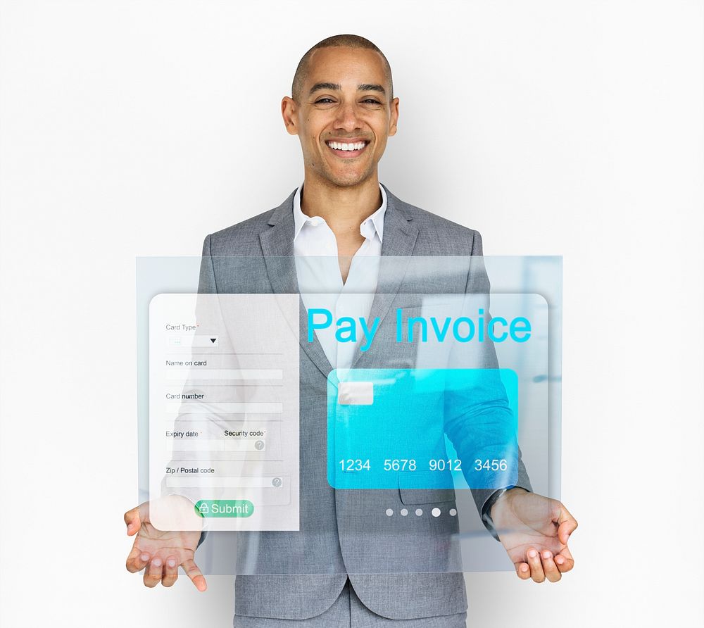 Man holding network graphic overlay transparent banner