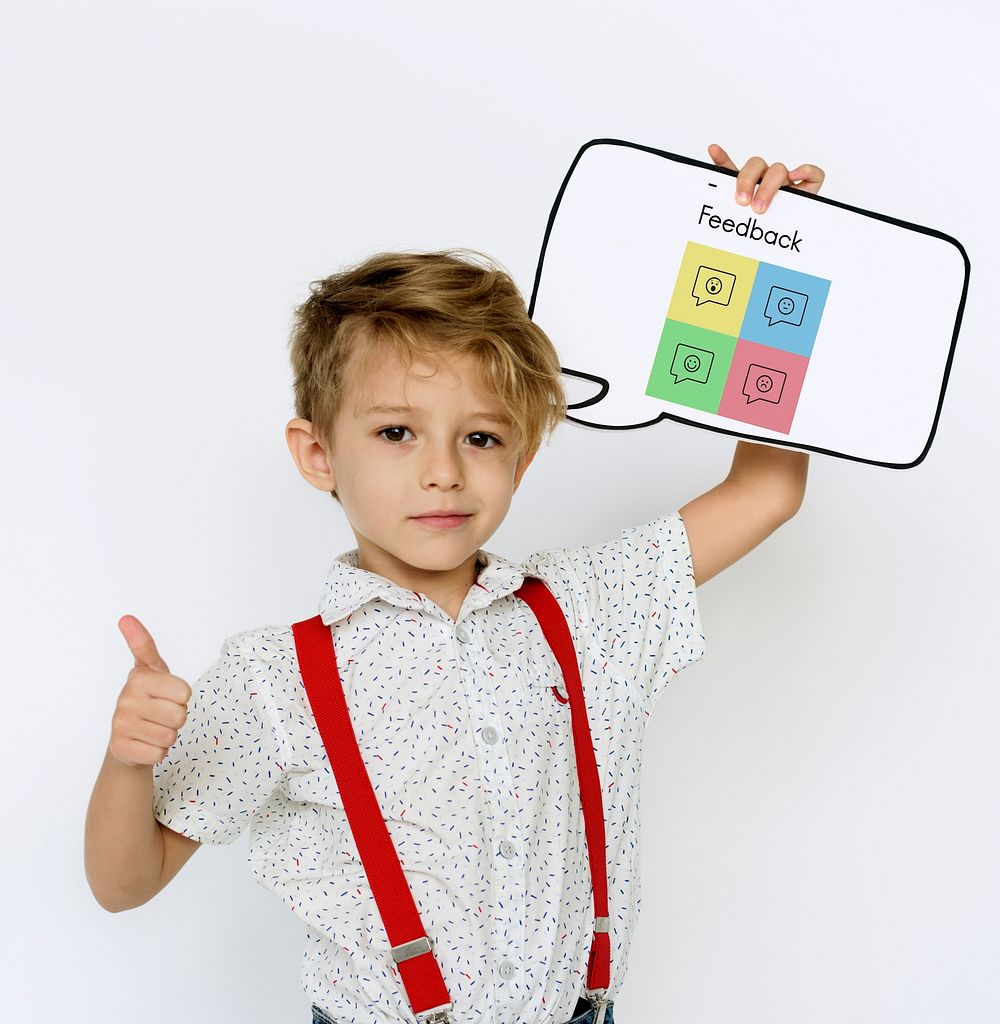 Boy holding network graphic overlay banner
