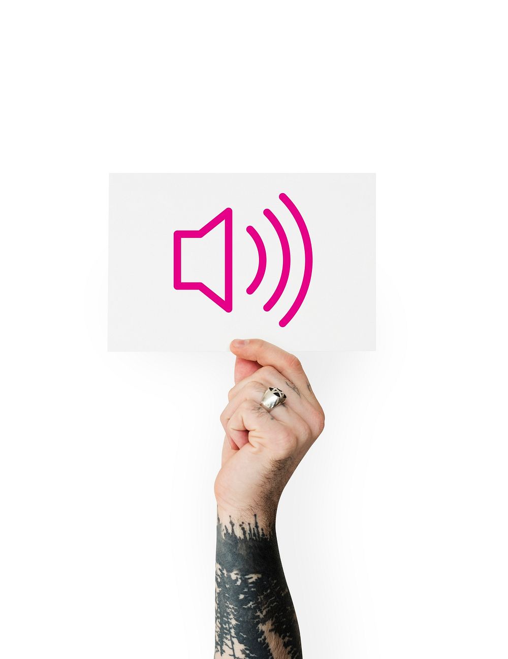 Speaker button icon graphic with people studio shoot