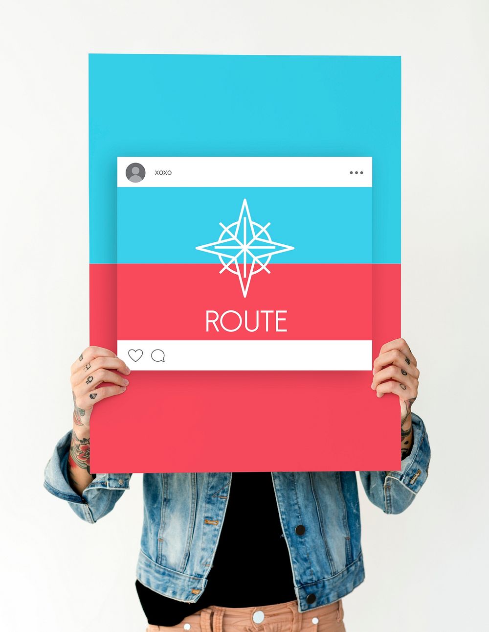 Woman Showing Direction Guide Navigation Route Map Word Graphic