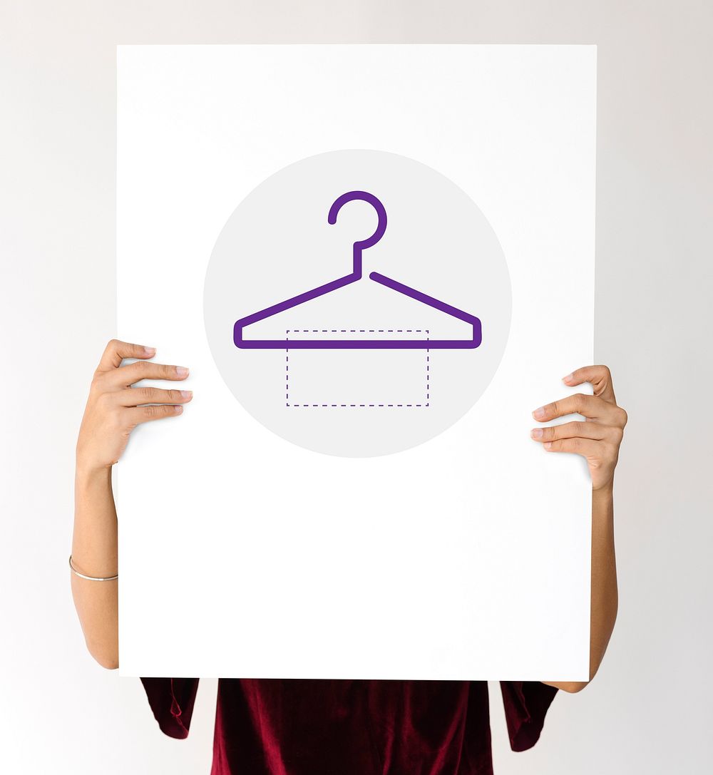 Clothes store commercial with hanger illustration