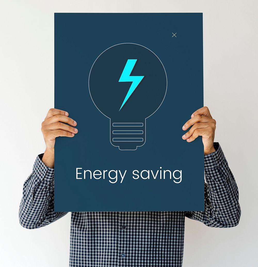Power energy saving with lightbulb icon