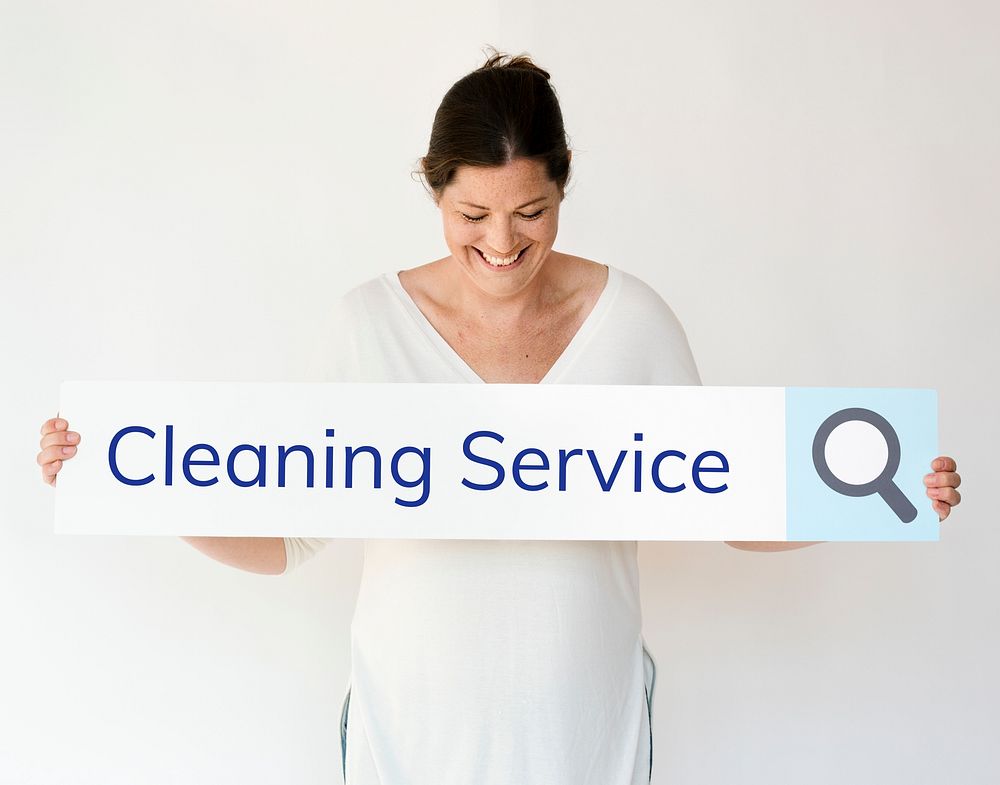 Woman serarhing for cleaning service