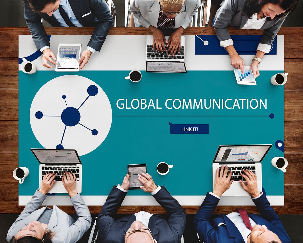 People connected by global network communication technology