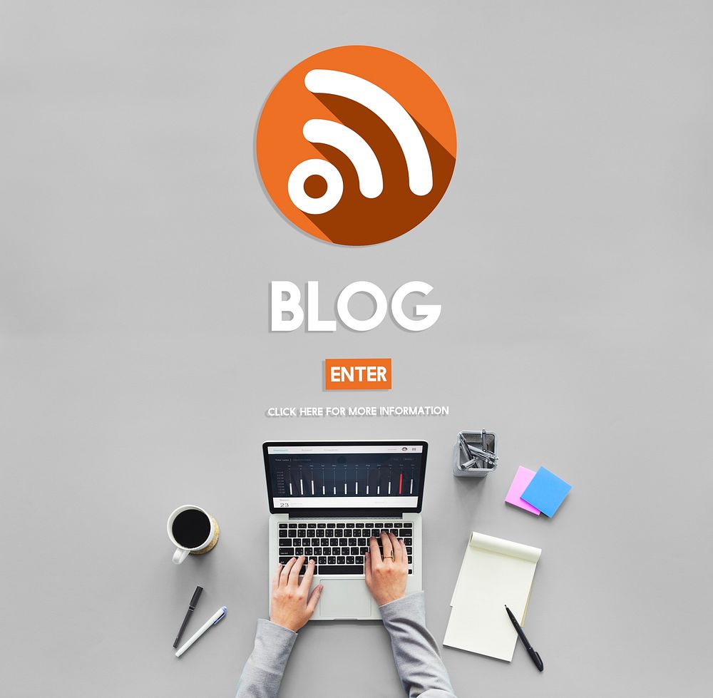 finance website, aerial view, blog, blogging