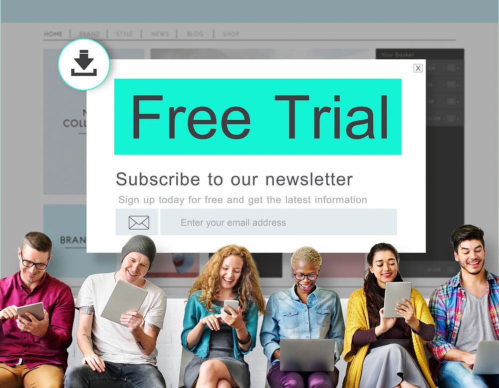 Free Trial Download Subscribe Newsletter Blog Content Concept
