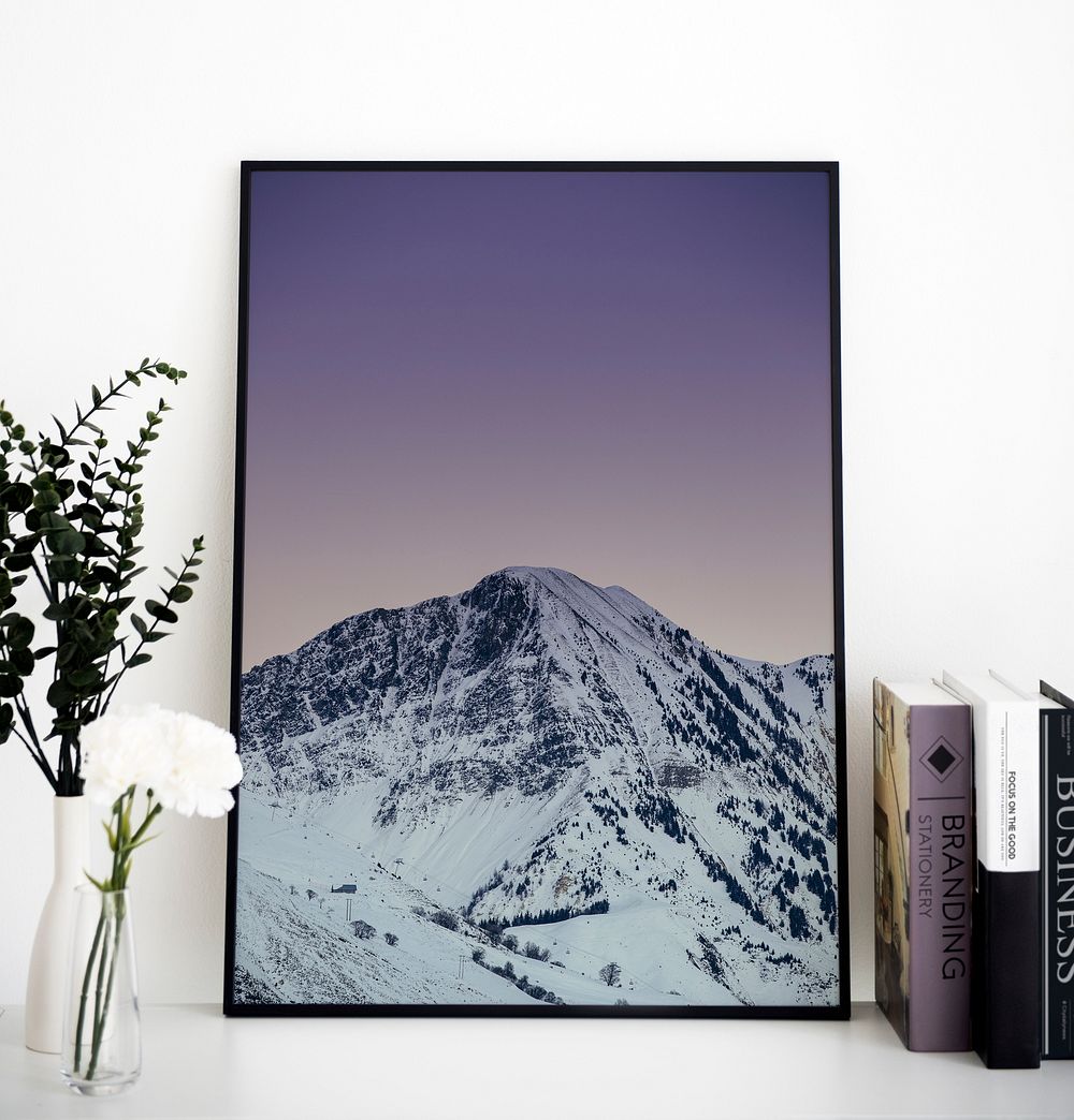 Snowy mountain frame, home decoration | Free Photo - rawpixel