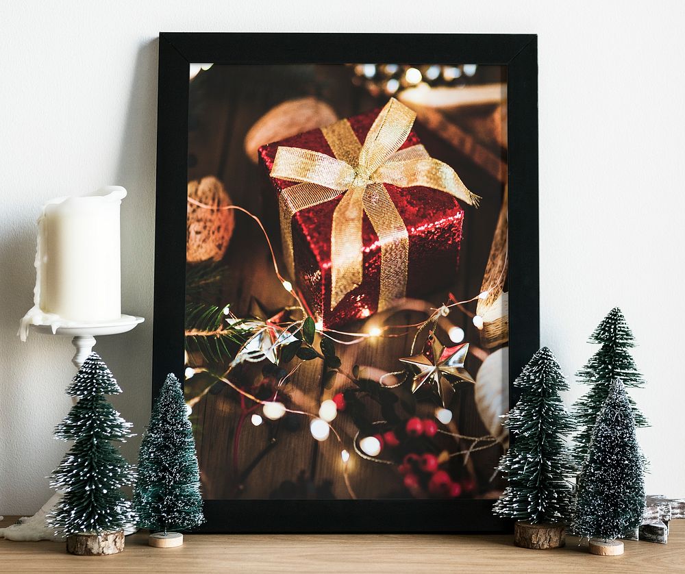 Christmas frame mockup, editable design psd