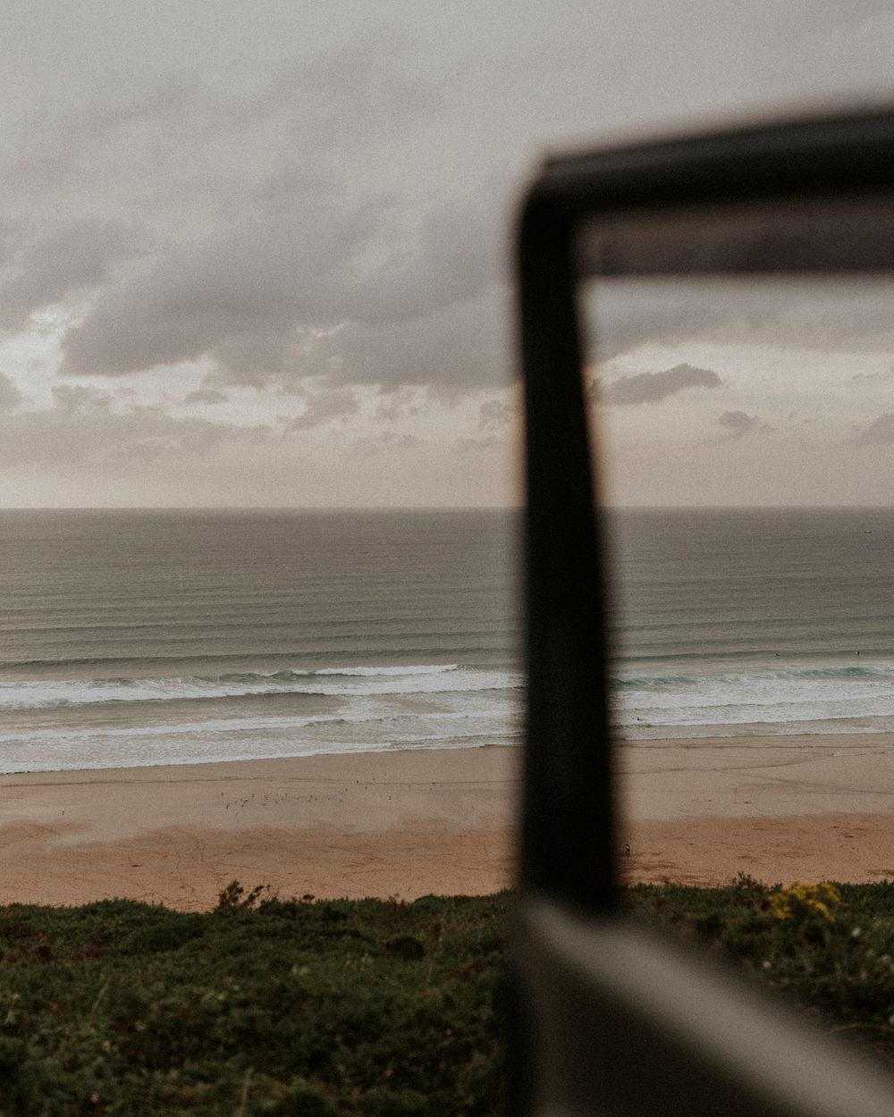 Ocean view from a car