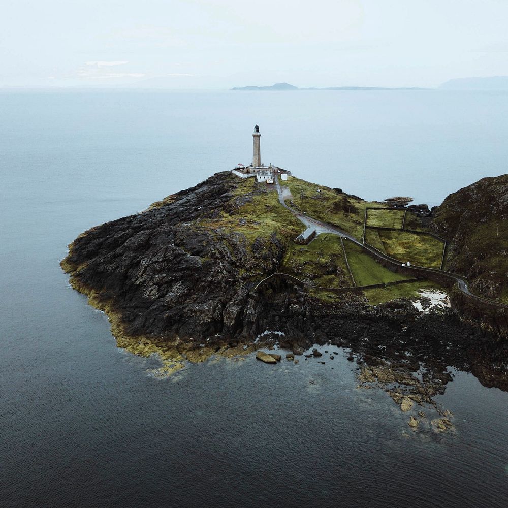 The Ardnamurchan Lighthouse in Scotland dron shot