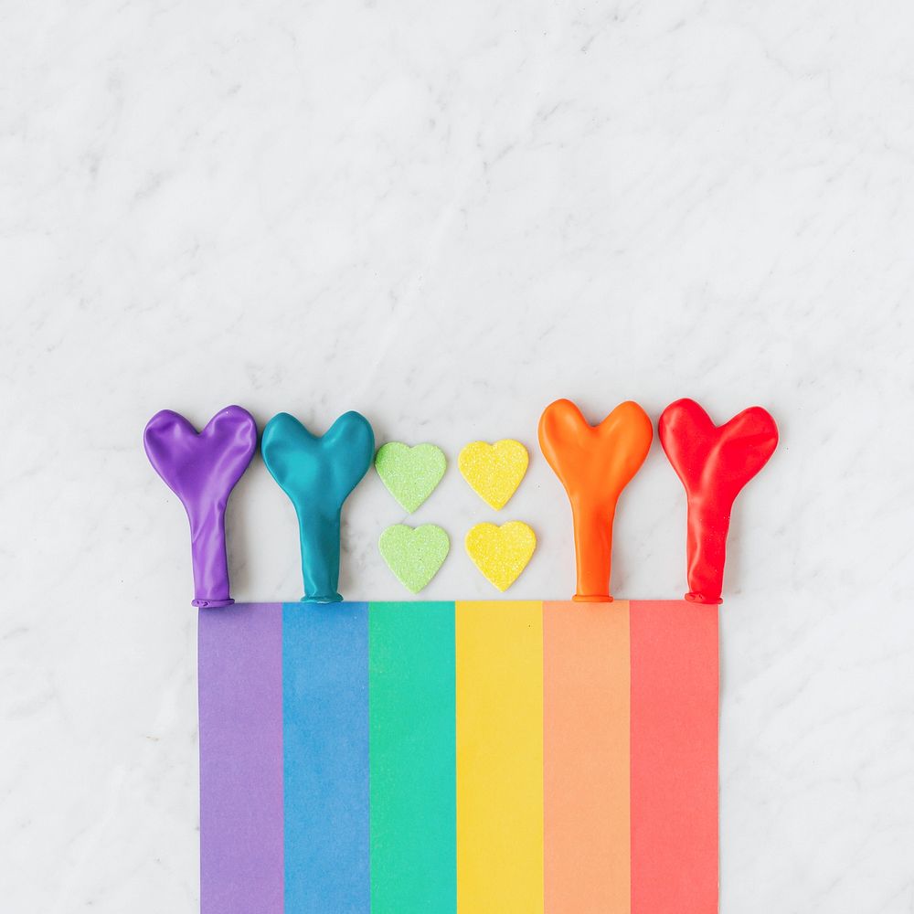 Colorful balloons with a multicolor banner