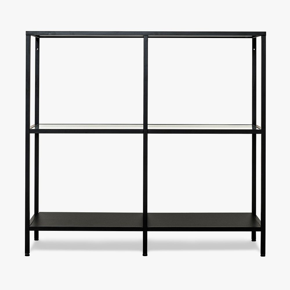 Black steel shelf for books