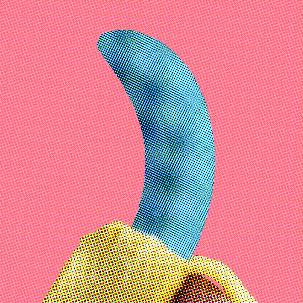 Blue peeled banana design element