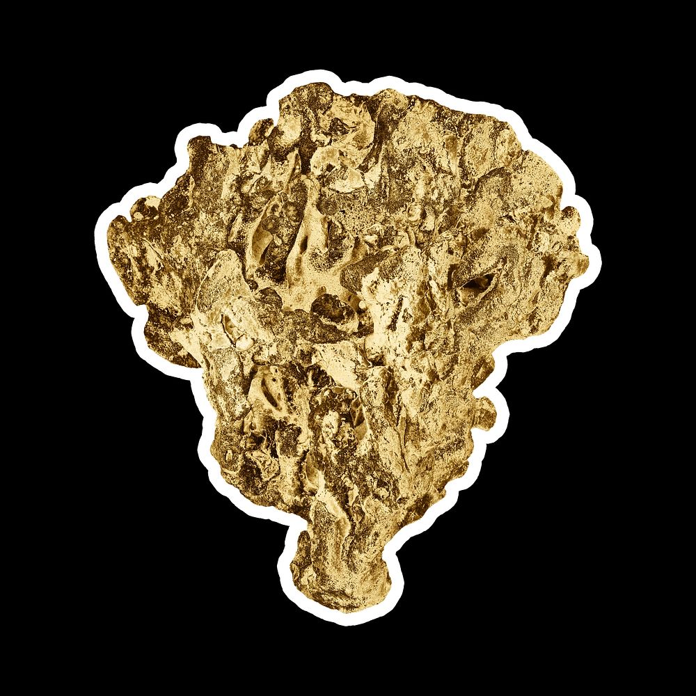 Gold coral sticker on black background