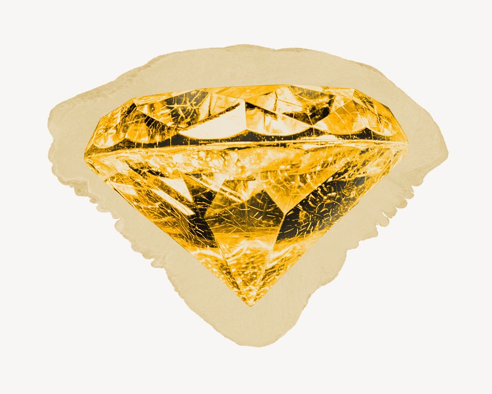 Yellow diamond, ripped paper collage element