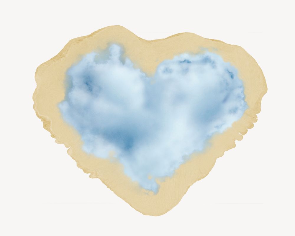 Heart cloud, ripped paper collage element