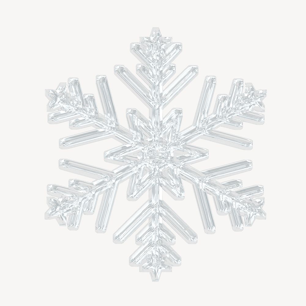 White snowflake sticker, Christmas isolated image psd