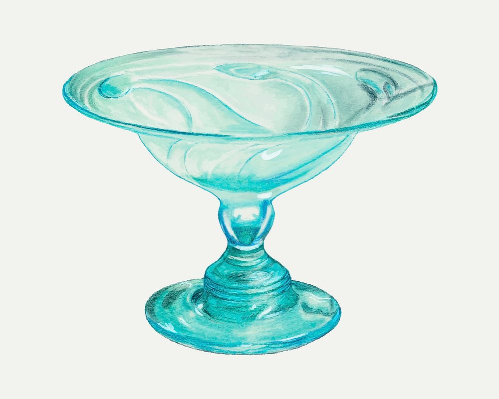 Blue vintage goblet vector illustration, remixed from the artwork by Van Silvay