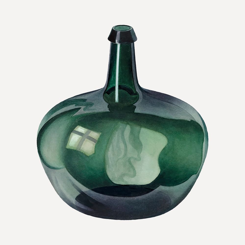 Vintage green bottle vector, remixed from artworks by Edward White