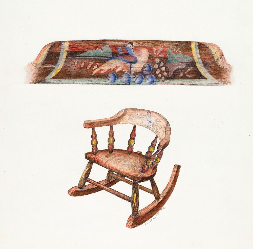 Child's Rocking Chair (c. 1938) by Austin L. Davison. Original from The National Gallery of Art. Digitally enhanced by…