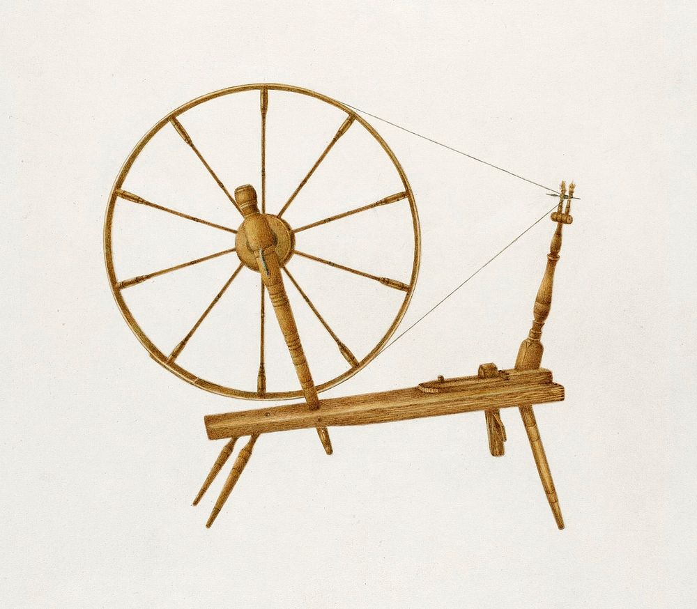 Spinning Wheel (ca.1941) by George V. Vezolles. Original from The National Gallery of Art. Digitally enhanced by rawpixel.