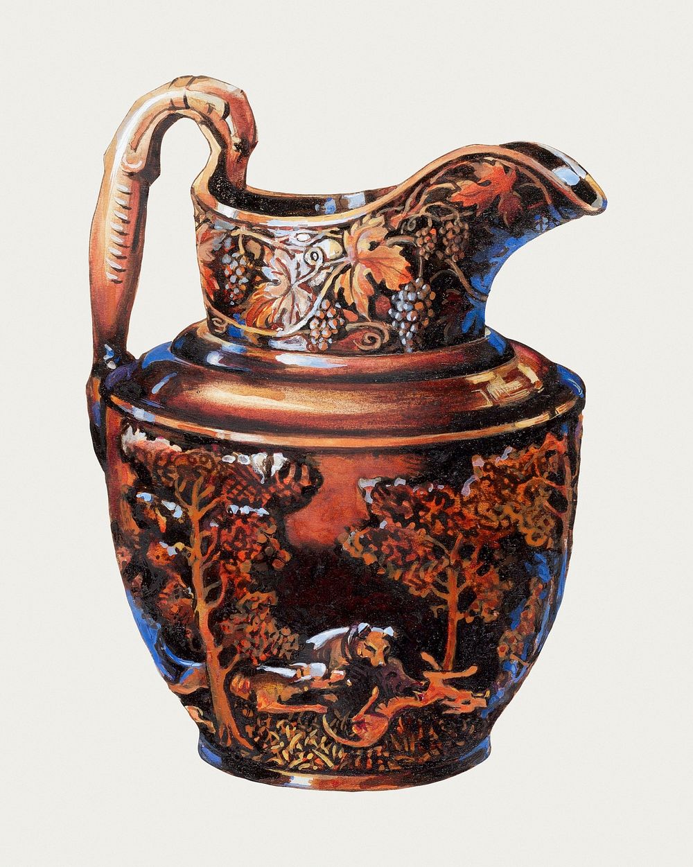 Vintage pitcher illustration, remixed from the artwork by Charles Caseau