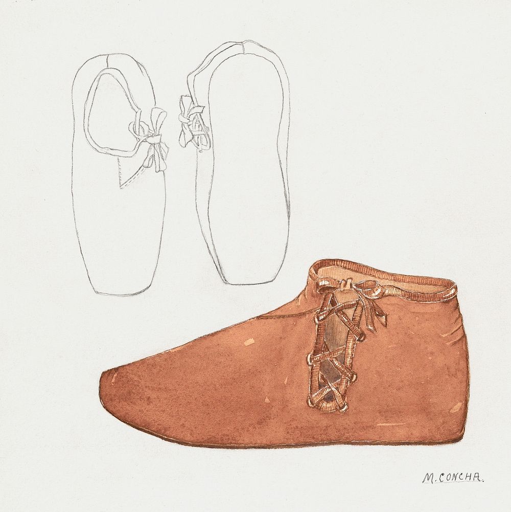 Child's Shoe (ca.1936) by Margaret Concha. Original from The National Gallery of Art. Digitally enhanced by rawpixel.
