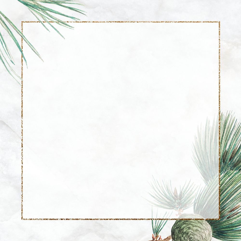 Winter pine tree frame art print, remix from artworks by Megata Morikaga