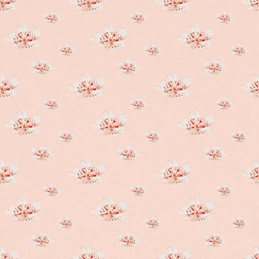 Japanese floral seamless pattern background, remix from artworks by Megata Morikaga