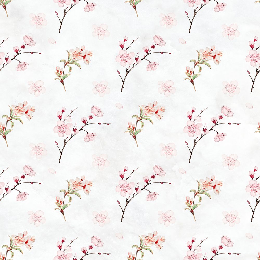 Plum blossom seamless pattern background, remix from artworks by Megata Morikaga