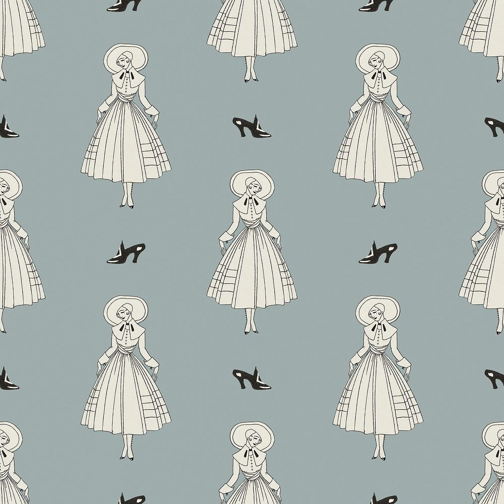 1920's fashion fashion pattern feminine background, remix from artworks by George Barbier