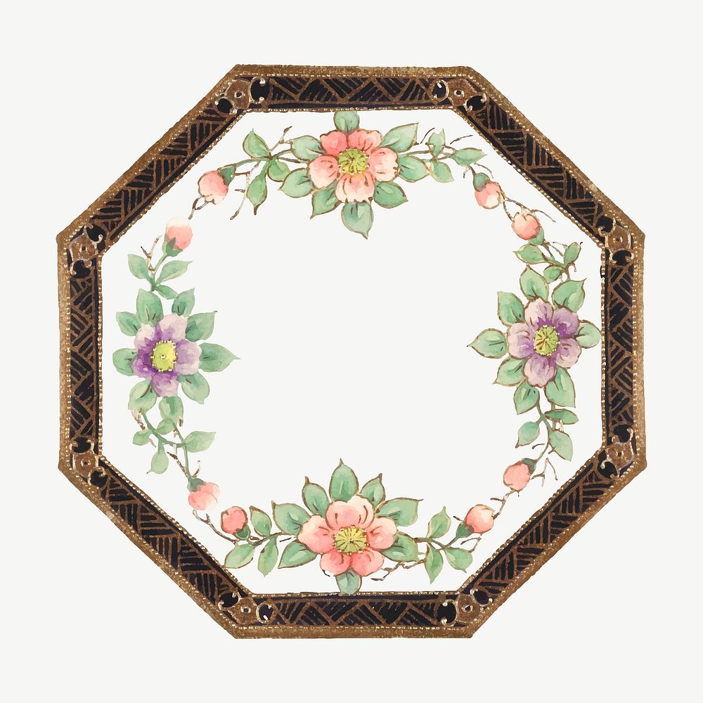 Vintage floral platter on platter vector, remixed from Noritake factory china porcelain dinnerware design