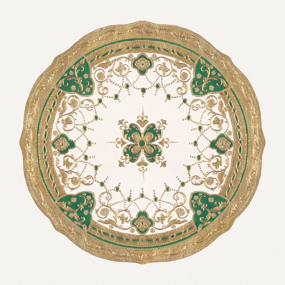Vintage psd floral mandala pattern on platter, remixed from Noritake factory china porcelain dinnerware design