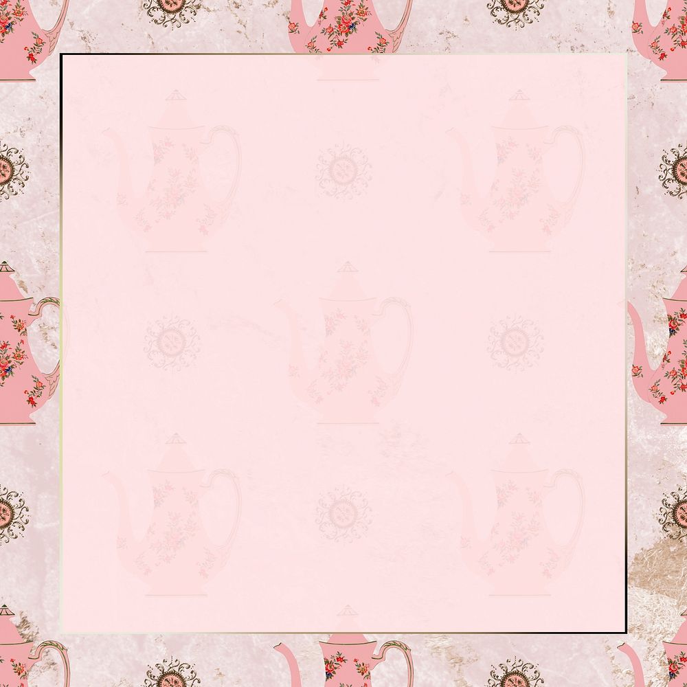 Vintage frame on pink jug background, remixed from Noritake factory china porcelain tableware design