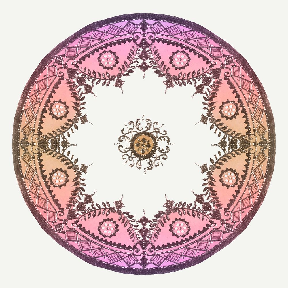 Vintage ombre mandala ornament vector, remixed from Noritake factory china porcelain tableware design