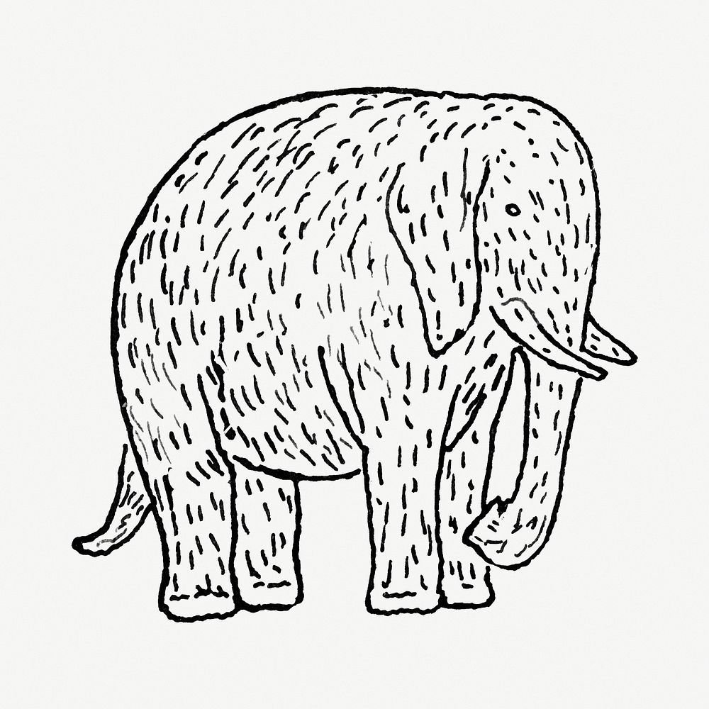 Elephant vintage drawing, remixed from artworks from Leo Gestel
